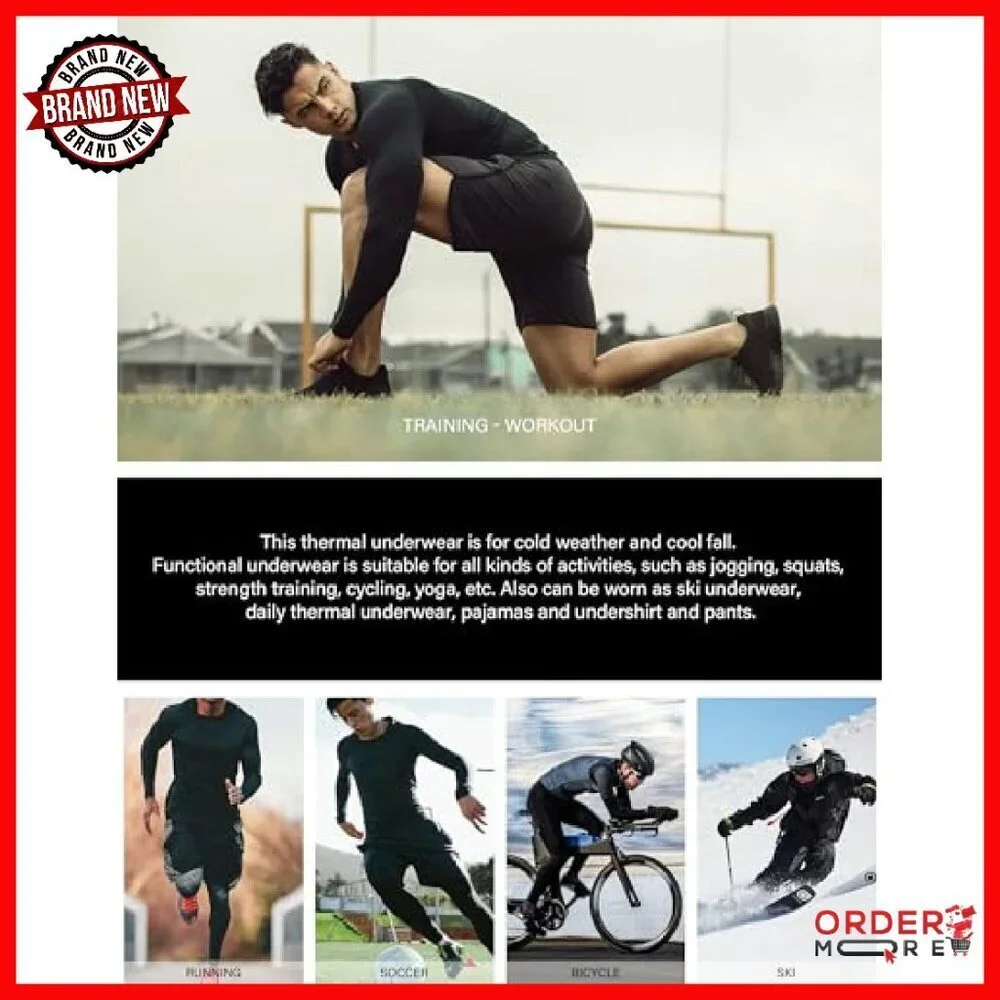 Men's Thermal Compression Base Layer Shirts Fleece Lined Long Sleeve 3 Pack